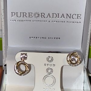 925 3 WAY earrings diamond and White sapphire